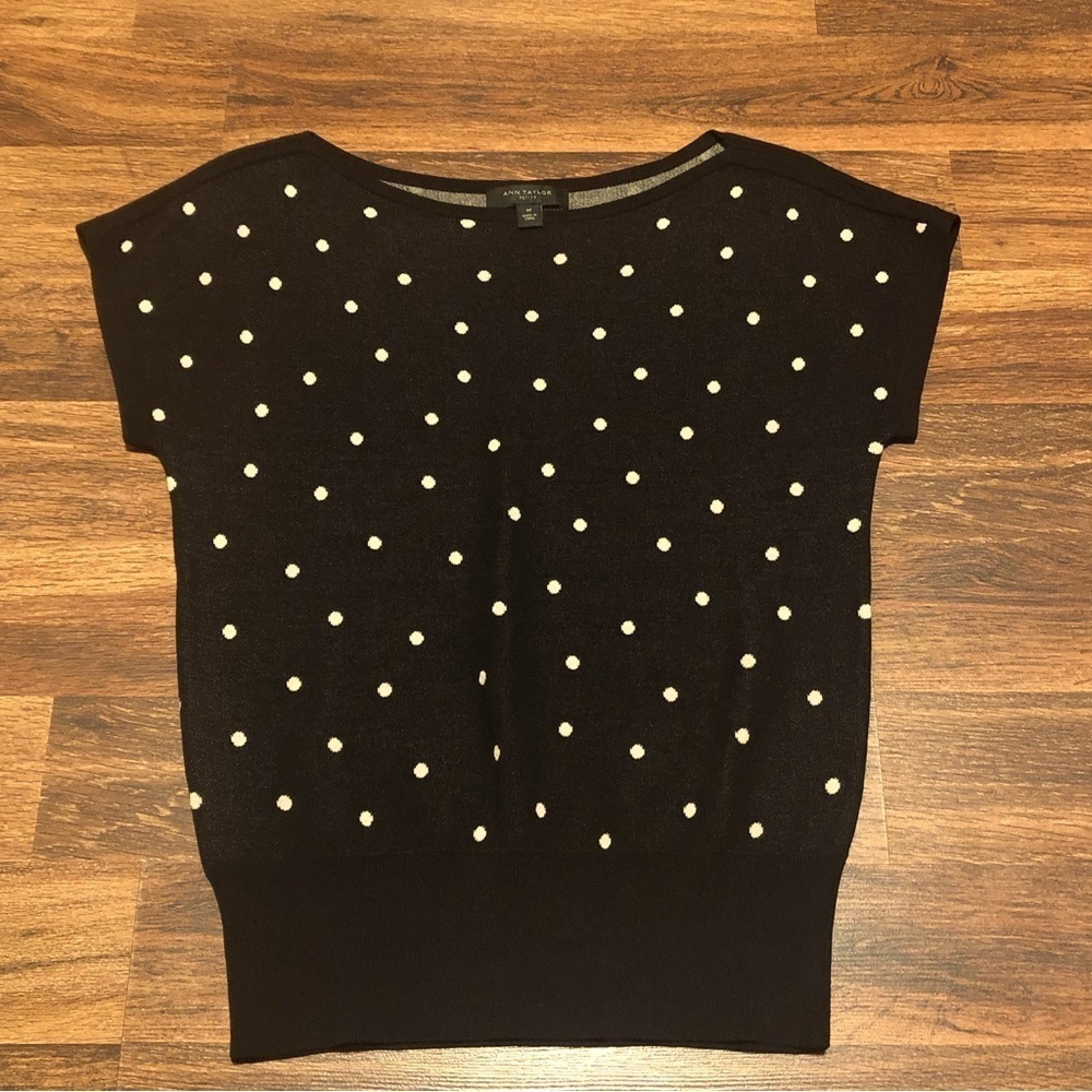 COPY - Women’s Ann Taylor black polka dot top!